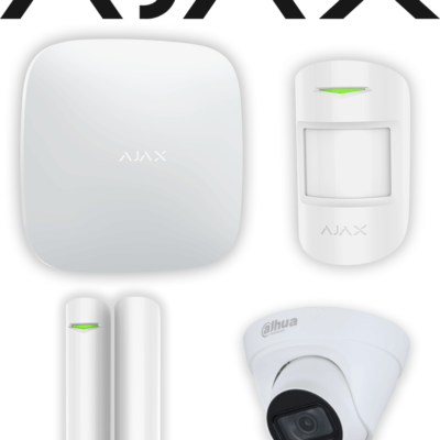 AJAX+DAHUA  Integra KIT  – Paquete de Alarma Inalámbrica AJAX Hub2Plus conexión Ethernet / WiFi / LTE, Sensor PIR , Sensor Magnético y  Cámara Dahua IP Domo de 2 MP Lente de 2.8mm IR de 30 Mts IP67 DWDR. Integración de cámaras Dahua mediante APP AJAX