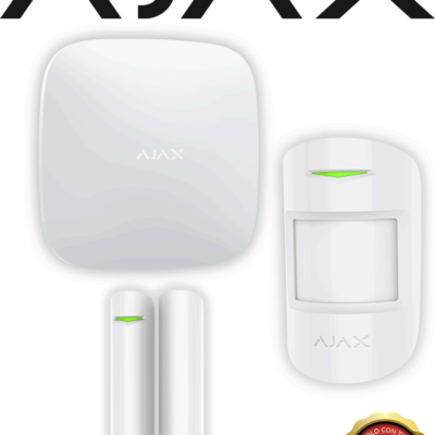 AJAX KIT BASIC – Panel de  alarma Hub2 conexión Ethernet / APP “AJAX PRO” iOS y Android , 1 sensor de movimiento y 1 detector de puerta o ventana con entrada auxiliar en color blanco