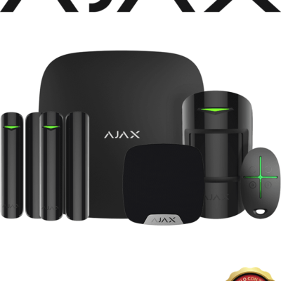 AJAX KIT RESIDENCIAL B- Panel de alarma Hub2Plus conexión Ethernet / WiFi / LTE, APP “AJAX PRO” iOS y Android , 1 sensor de movimiento, 2 detectores para puerta o ventana, 1 control remoto y una sirena interior inalámbrica Color Negro.