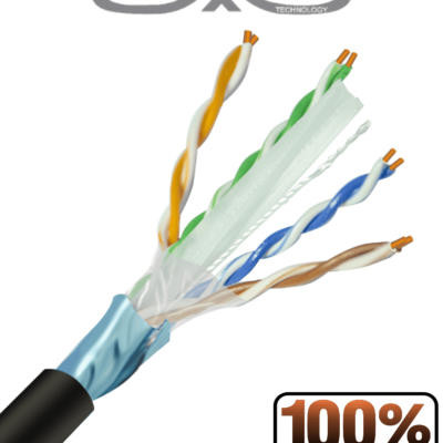 SAXXON OFTPCAT6COPEXT – Bobina de Cable FTP Cat6 100% Cobre/ 305 Metros/ Blindado/ Color Negro/ Uso Exterior/ Ideal para Cableado de Redes de Datos y Video/ Cert ISO9001/ UL / RoSH/