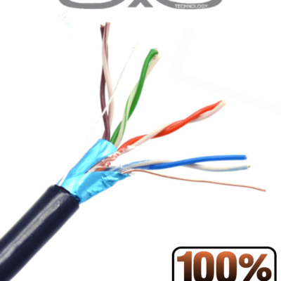 SAXXON OFTPCAT5ECOPE150N – Bobina de Cable FTP Cat5e 100% Cobre/ 150 Metros/ Blindado/ Color Negro/ Uso Exterior/ Ideal para Cableado de Redes de Datos y Video/ Cert ISO9001/ UL / RoSH/