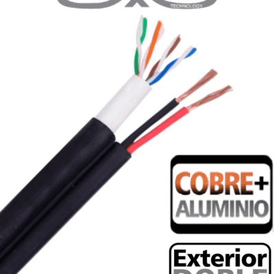 SAXXON OUTP5ECCAEXT2E – Bobina de Cable UTP Cat5e Siames/ 305 Metros/ Uso Exterior/ CCA/ UTP+Cables de Energía Cal. 18 AWG/ Doble Forro en Cable UTP/  Ideal para Cableado de Video/