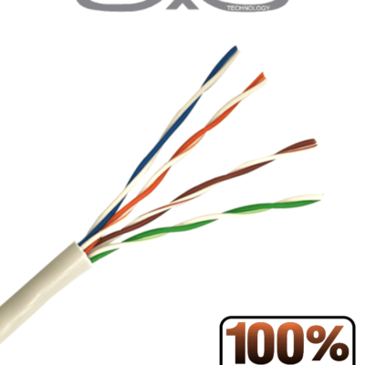 SAXXON OUTP5ECOP100BC – Bobina de Cable UTP Cat5e 100% Cobre/ 100 Metros/ Color Blanco/ Uso Interior/ 4 Pares/ Soporta Pruebas de Rendimiento/ Ideal para Cableado de Redes y Video/