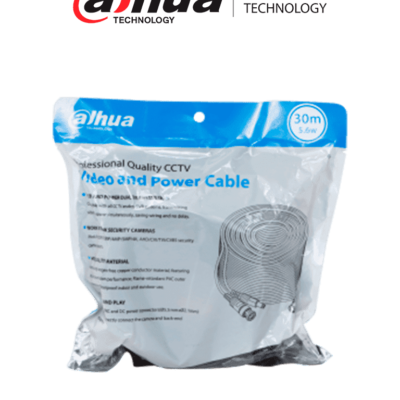 DAHUA DH-PFM942I-30-5 – Cable de 30 Metros Armado para Video y Energía/ Para Camaras Hasta 4k/ con Conectores BNC y de Energía/ Uso Exterior e Interior/ Cobre de Alta Pureza/ Soporta: AHD/CVI/TVI/CVBS/