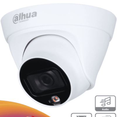 DAHUA IPC-HDW1239T1-A-LED-S5 – Camara IP Domo Full Color 2 Megapixeles/ Lente de 2.8mm/ 110 Grados de Apertura/ Microfono Integrado/  Luz Blanca de 15 Mts/ H.265/ IP67/ PoE/ DWDR/ #LoNuevo