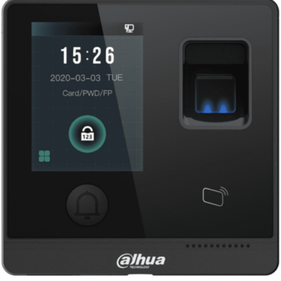 DAHUA ASI1212F-D – Control de Acceso Touch/ 3,000 Huellas/ 30,000 Tarjetas ID/ 30,000 Passwords/ 150,000 Registros/ Apertura Remota desde APP/ Tiempo de lectura de 1.5 s/ TCP/IP/ E&S de Alarma/ Boton de Apertura/