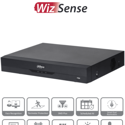 DAHUA XVR5116HE-4KL-I3 – DVR de 16 Canales 4k/ WizSense/ IA/ H.265+/ 16 Canales HDCVI+16 IP/ Hasta 32 Ch IP/ 2 Ch de Reconocimiento Facial/ SDM Plus/ 16&3 E&S de Alarma/ Codificación IA/ Protección Perimetral/ 1 Puerto SATA/