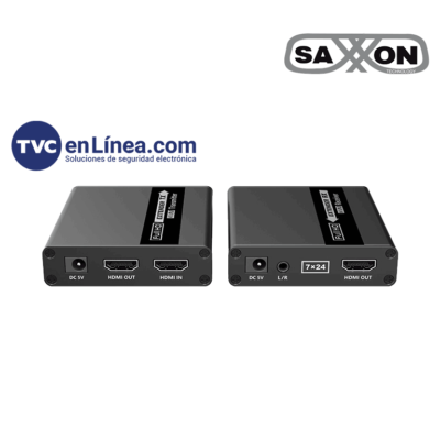 SAXXON LKV223 – Kit extensor de video HDMI/ Resolucion 1080P/ 60 Hz/ Hasta 70 metros con Cat6/ 6A/ 7  Cero latencia/ Loop HDMI/ Soporta HDR/ Infra rojo de 2 vías/ Salida de audio/