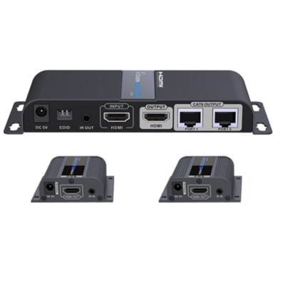 SAXXON LKV712PRO- Kit extensor HDMI de 2 Puertos/ Hasta 40 metros/ CAT6/ 6A/ 7/ Resolucion 1080p/ loop HDMI/ Transmisor IR/ Plug and play