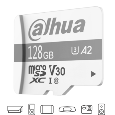 DAHUA TF-P100/128 GB – Dahua Memoria Micro SD de 128 GB UHS-I/ C10/U3/V30/A2/ Velocidad de Lectura 100 MB/s/ Velocidad de Escritura de 60 MB/s/ Especializada para Videovigilancia/