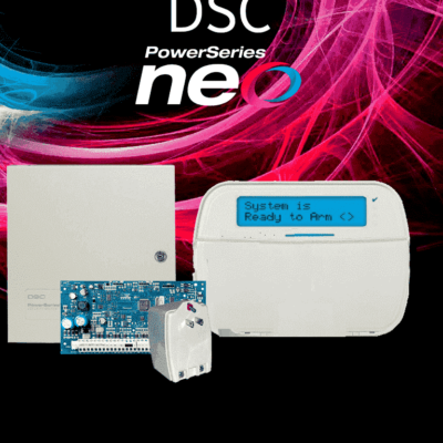 DSC NEO RF ALFA – Kit Neo 32 Zonas Inalámbricas  Panel HS2032/ / Teclado Alfanumerico HS2LCDRF9N/  Fuente PTC1640U / Gabinete GMX003