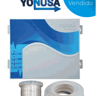 YONUSA EYNG12001AYC – Paquete de energizador nueva generación de 12,000V y 2,500 metros lineales, incluye bobina de alambre de Aluminio de 500 mts. y rollo de cable bujía de 50 mts.