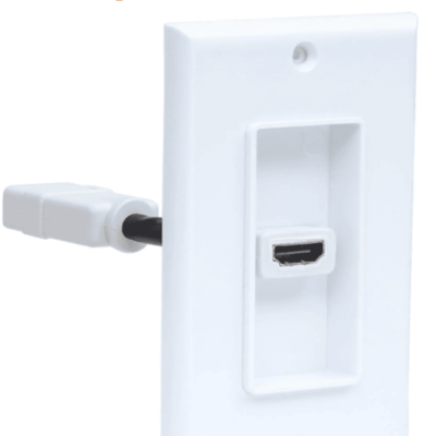 MANHATTAN 771719 Placa de pared HDMI de un puerto HDMI hembra a HDMI hembra, Tipo Conector, Blanco