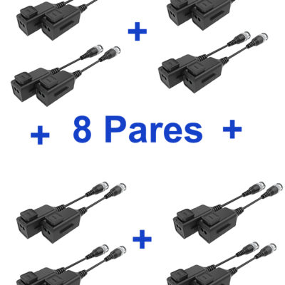 UTEPO UTP101PHD6PAK8 – 8 Pares de transceptores pasivos  HD / Diseño para empalmes ordenados / Distancias CVI  720p a 300M /  1080p A 250M / 4 MP A 200M / 4K A 150M