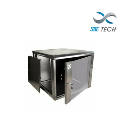 SBETECH GNLPAR12URP- Gabinete de pared / 12 UR / Capacidad de carga de 60 Kg / Ancho 600 mm x profundidad 600 mm x alto 640 mm / Puerta delantera de cristal templado