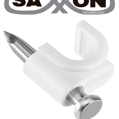 SAXXON GRA955B – Bolsa de 50 grapas de pared/ Color blanco/Diametro: 6mm / Con clavo de 3/4 para concreto de alta resistencia