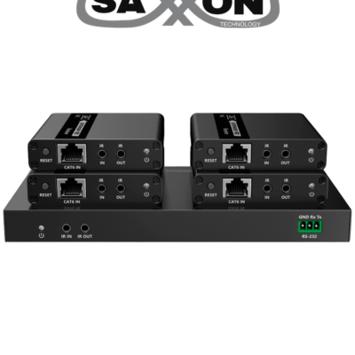 SAXXON LKV724P- Kit Extensor HDMI de 4 Puertos/ Resolucion 4K@30Hz/ Hasta 40 metros con resolución 4K y 70m a 1080P/ Cat 6/ 6A/ 7/ Loop HDMI/ Transmisor IR/ Plug and play