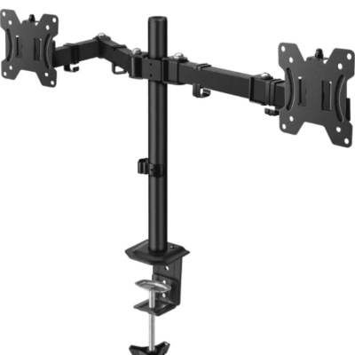 STEREN STV215 – Soporte de Escritorio para 2 Monitores de Hasta 32 Pulgadas /Estándar VESA: 75×75/ 100×100/ Ajuste Inclinación y Giro/ Soporta Hasta 8Kg / Articulaciones en Cada Brazo / Compatible con Monitores Curvos/