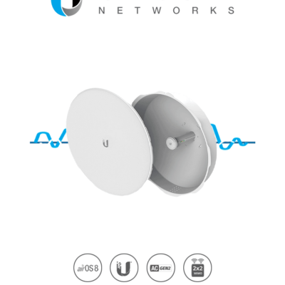 UBIQUITI POWERBEAM ISO AC PBE-5AC-ISO-GEN2 – Radio con antena integrada Airmax AC GEN2 5.8GHz / Exterior / MIMO / Antena 25 dBi / 25 dBm / Rendimiento hasta 450 Mbps / Isolator