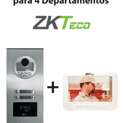 ZKTeco VE04A01PAQ7P – Paquete de Videoportero para 4 Departamentos VE04A01 con 1 Monitor VDPIB3 de 7 pulgadas