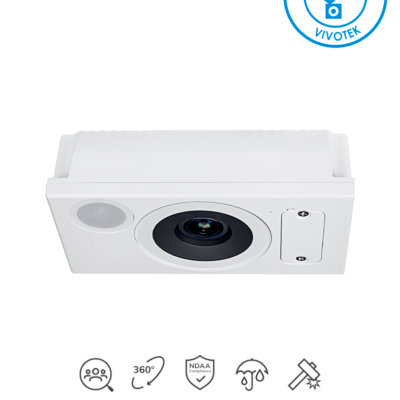 VIVOTEK SC9133-RTL – Camara IP con analitico de conteo de personas integrado de IA, 3 Megapixeles, Vista Hemisferica 360º, Protección IP66, IK10, Microfono integrado, NDAA, Hasta 99% de precisión, Ideal para Tiendas Retail