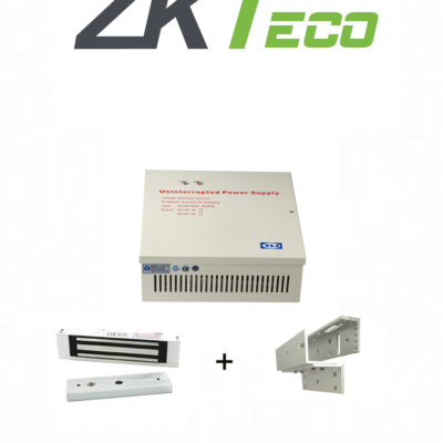 ZKTECO LM120YPAK – Paquete de contrachapa magnética de 120 kg o 264 lb, incluye soporte para instalación en ZL y Gabinete de energía con salida de 12 VDC, soporta batería de respaldo