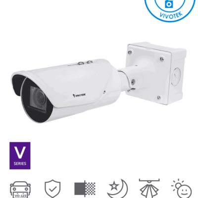 VIVOTEK IB9387-LPR-v2 – Cámara IP Bullet Exterior para Lectura de Matriculas, 5 Megapixeles, Lente Varifocal 2.7-13.5mm, WDR PRO, SNV, IR 50 mts, IP67, IK10, ANPR Integrado, Stop&Go,Hasta 30Km/h, Soporta matriculas simultáneas de +70 Países