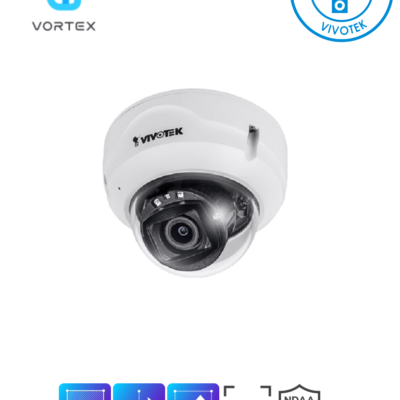 VIVOTEK FD839-EHV – Camara IP VORTEX Essential Series Domo Exterior 5 Megapixeles, Lente Fijo 2.8mm, Microfono Integrado, IR 30 mts, WDR Pro, IP66, IK10, NDAA, Almacenamiento Interno 256GB