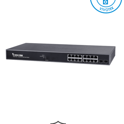 VIVOTEK AWGEV184B250 – Switch  Gigabit  PoE 16 puertos GE / 2 Puertos GE SFP / 250W Totales / WEB Smart / 30W Por puerto / VIVOCAM